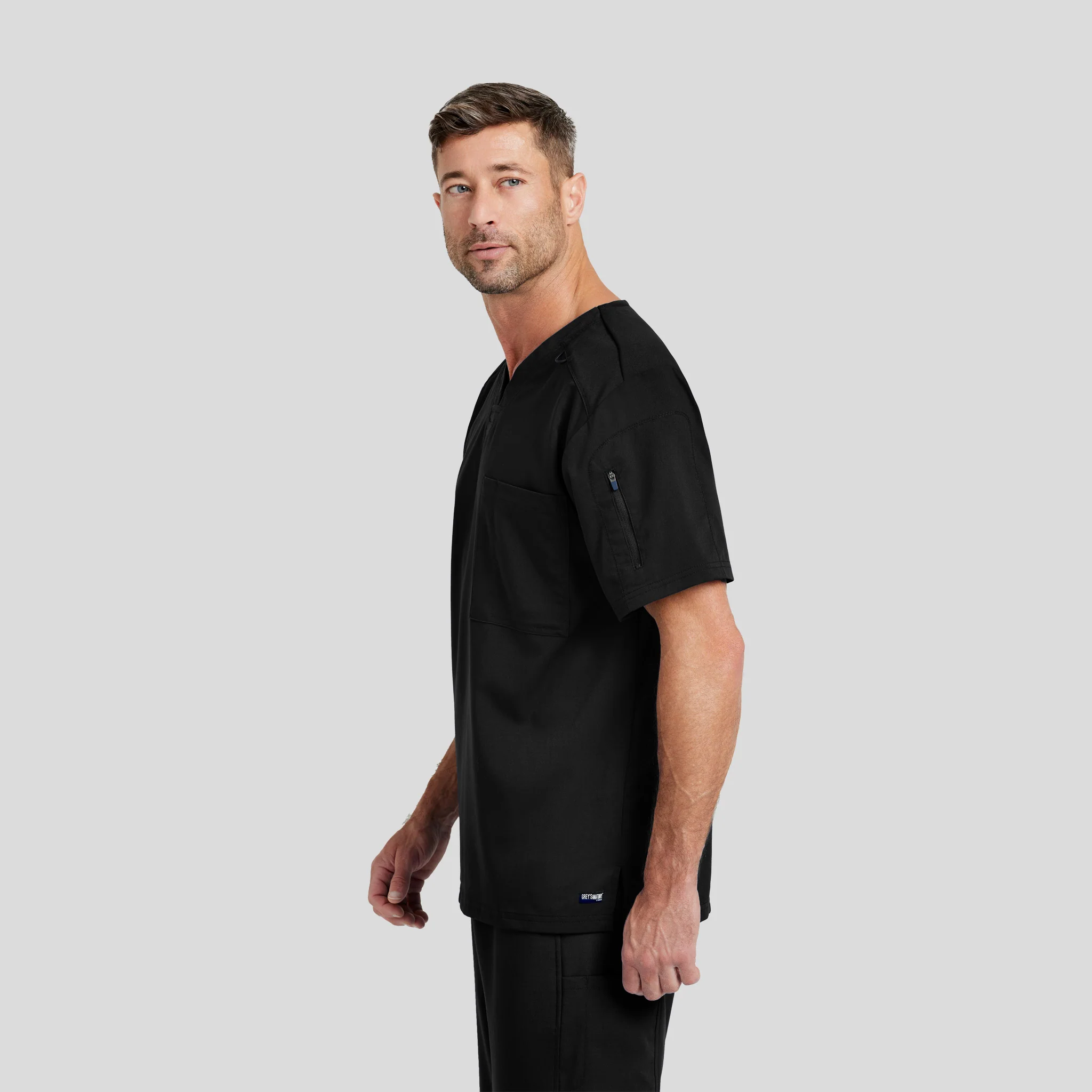 V-Neck Scrub Top Grey's Spandex for Men - Image 11