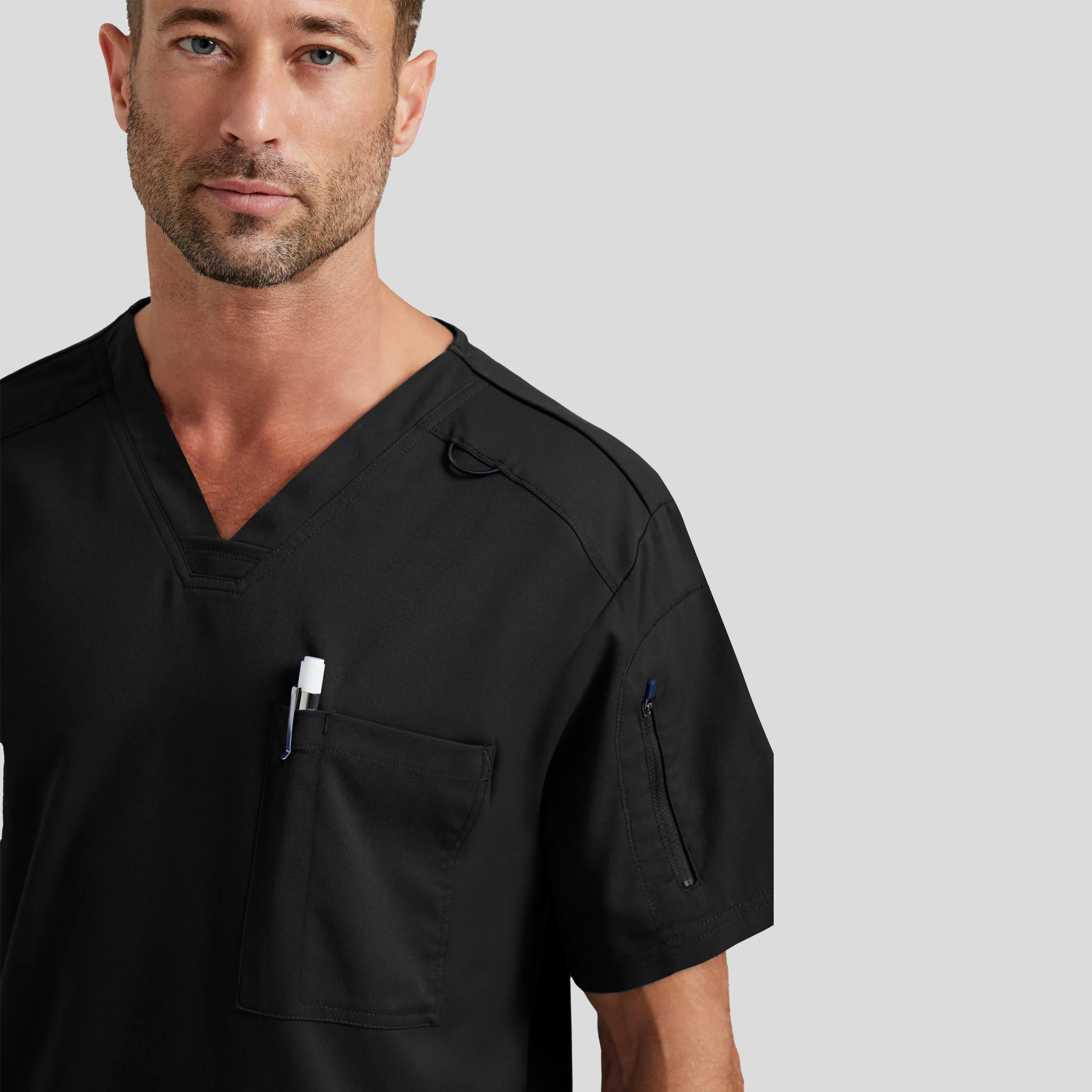 V-Neck Scrub Top Grey's Spandex for Men - Image 12