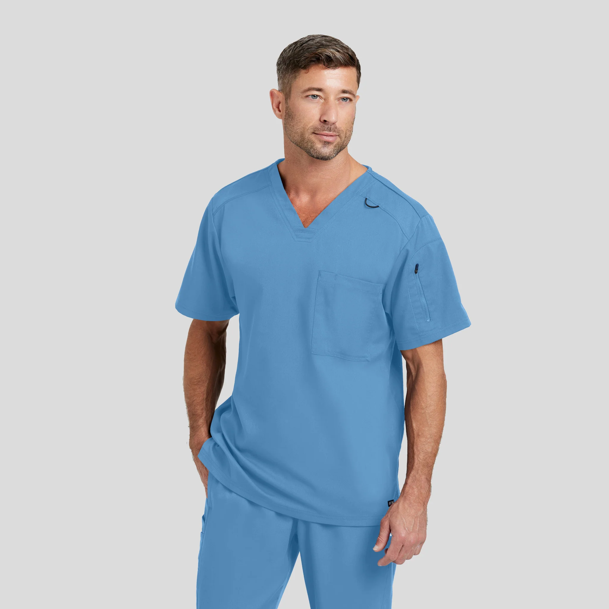V-Neck Scrub Top Grey's Spandex for Men - Image 13