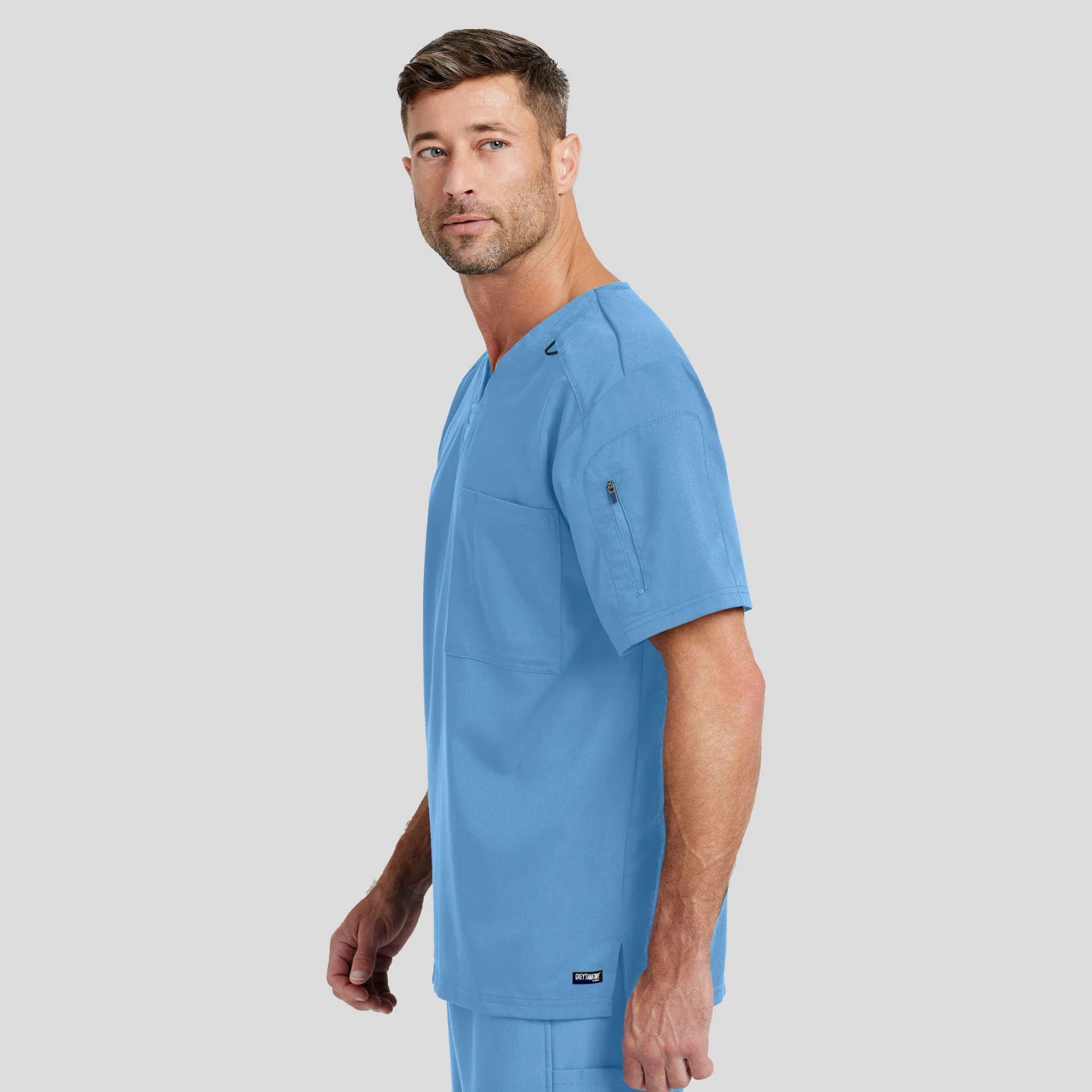 V-Neck Scrub Top Grey's Spandex for Men - Image 15