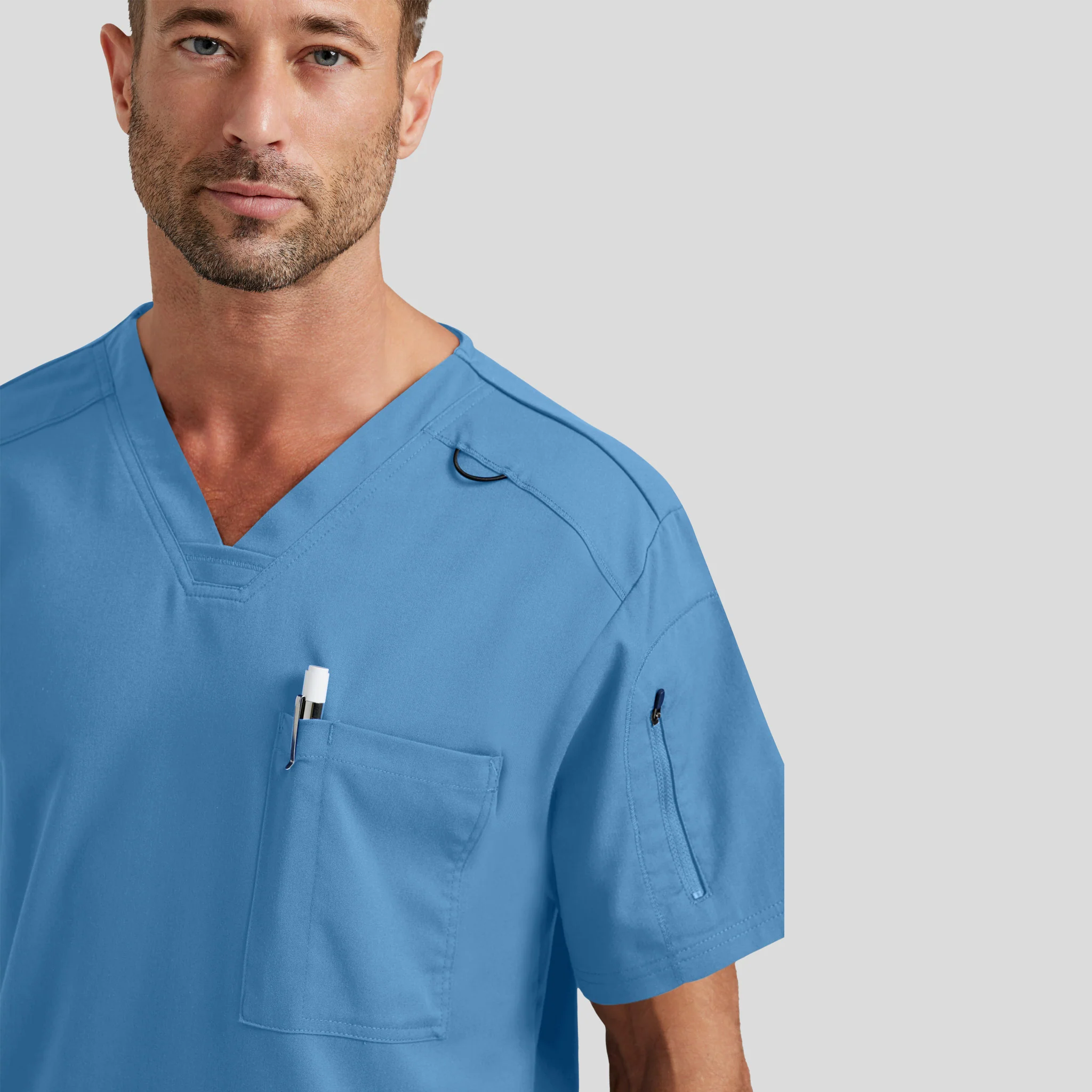 V-Neck Scrub Top Grey's Spandex for Men - Image 16