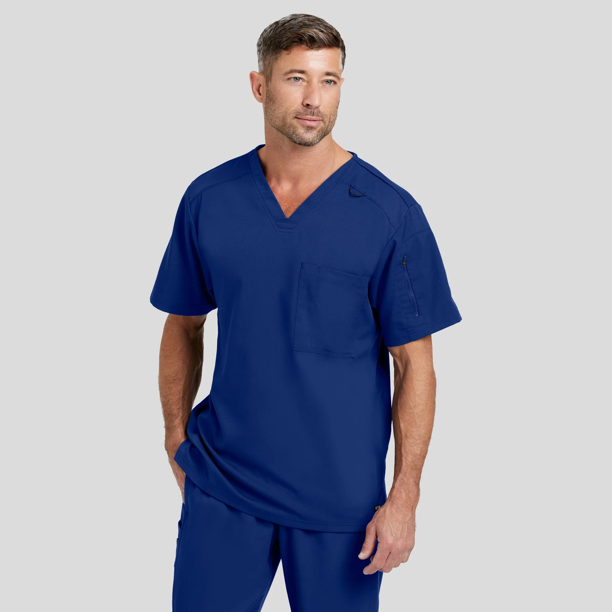 V-Neck Scrub Top Grey's Spandex for Men - Image 17