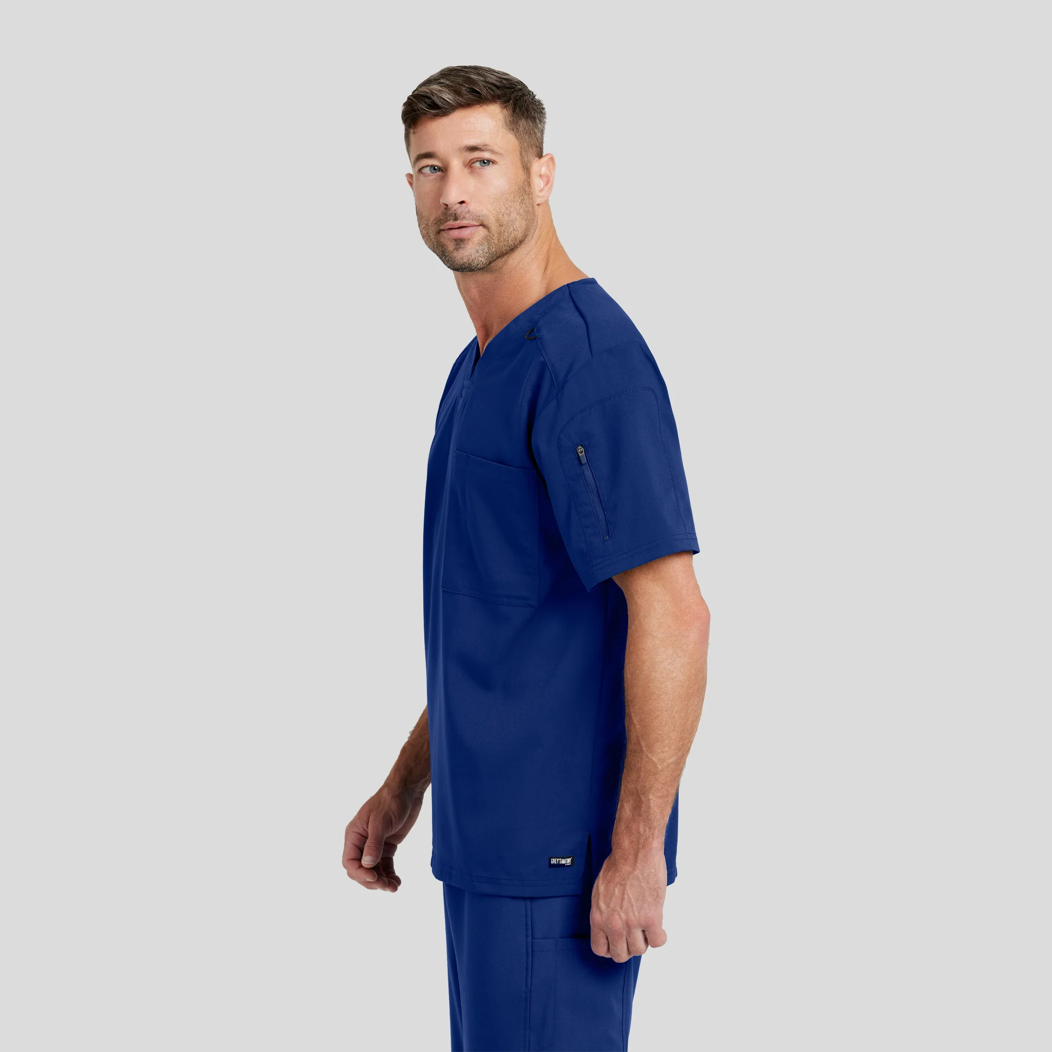 V-Neck Scrub Top Grey's Spandex for Men - Image 19