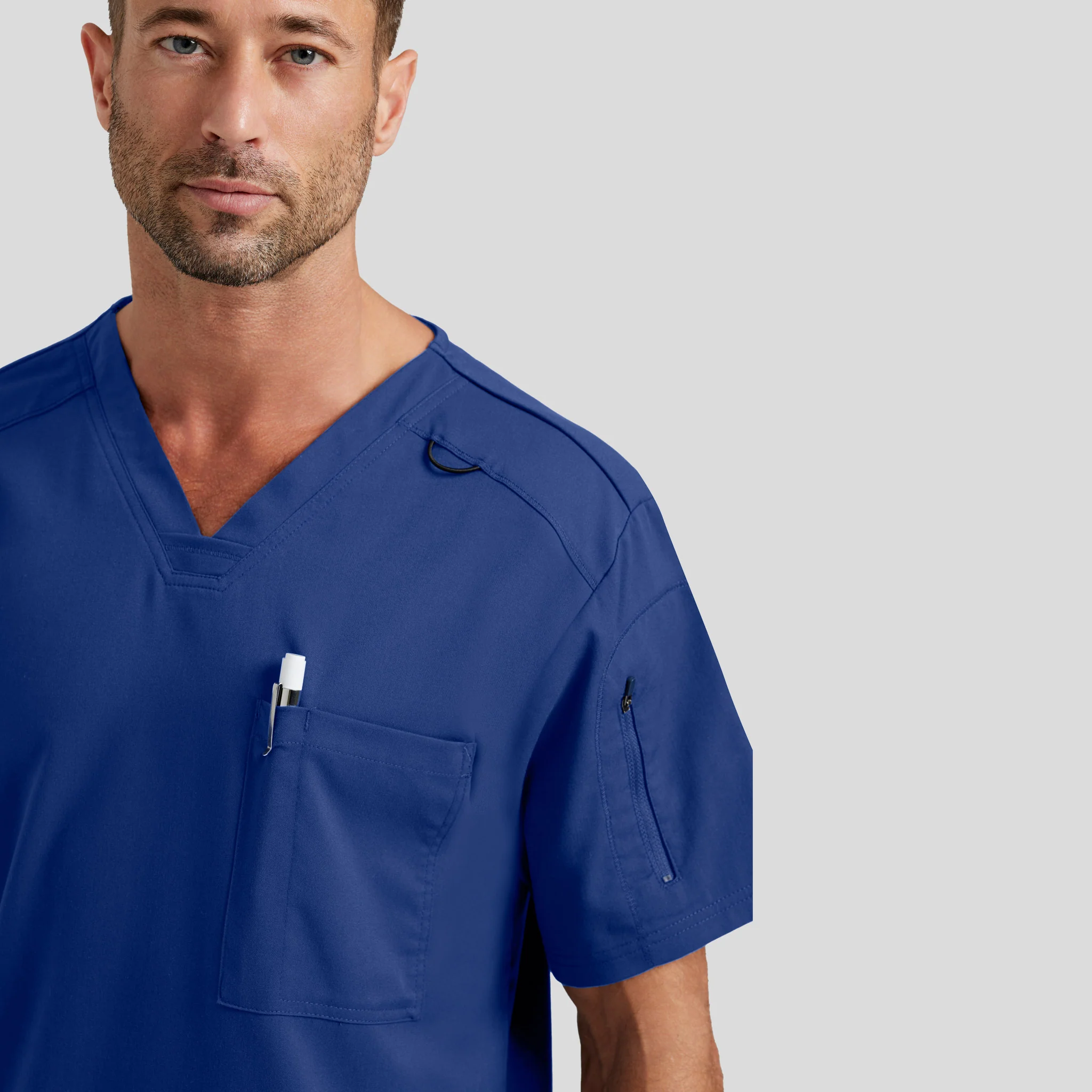 V-Neck Scrub Top Grey's Spandex for Men - Image 20