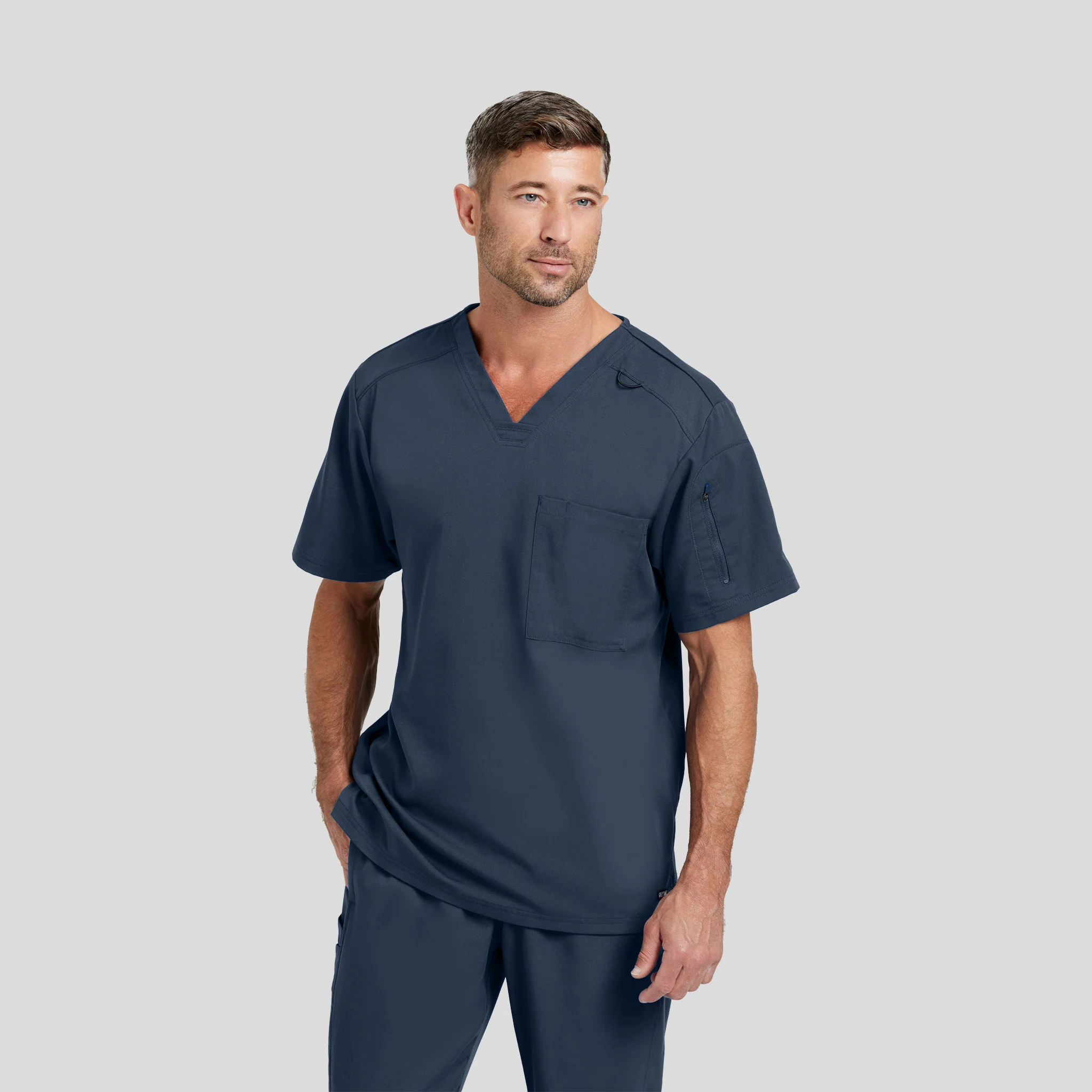 V-Neck Scrub Top Grey's Spandex for Men - Image 21