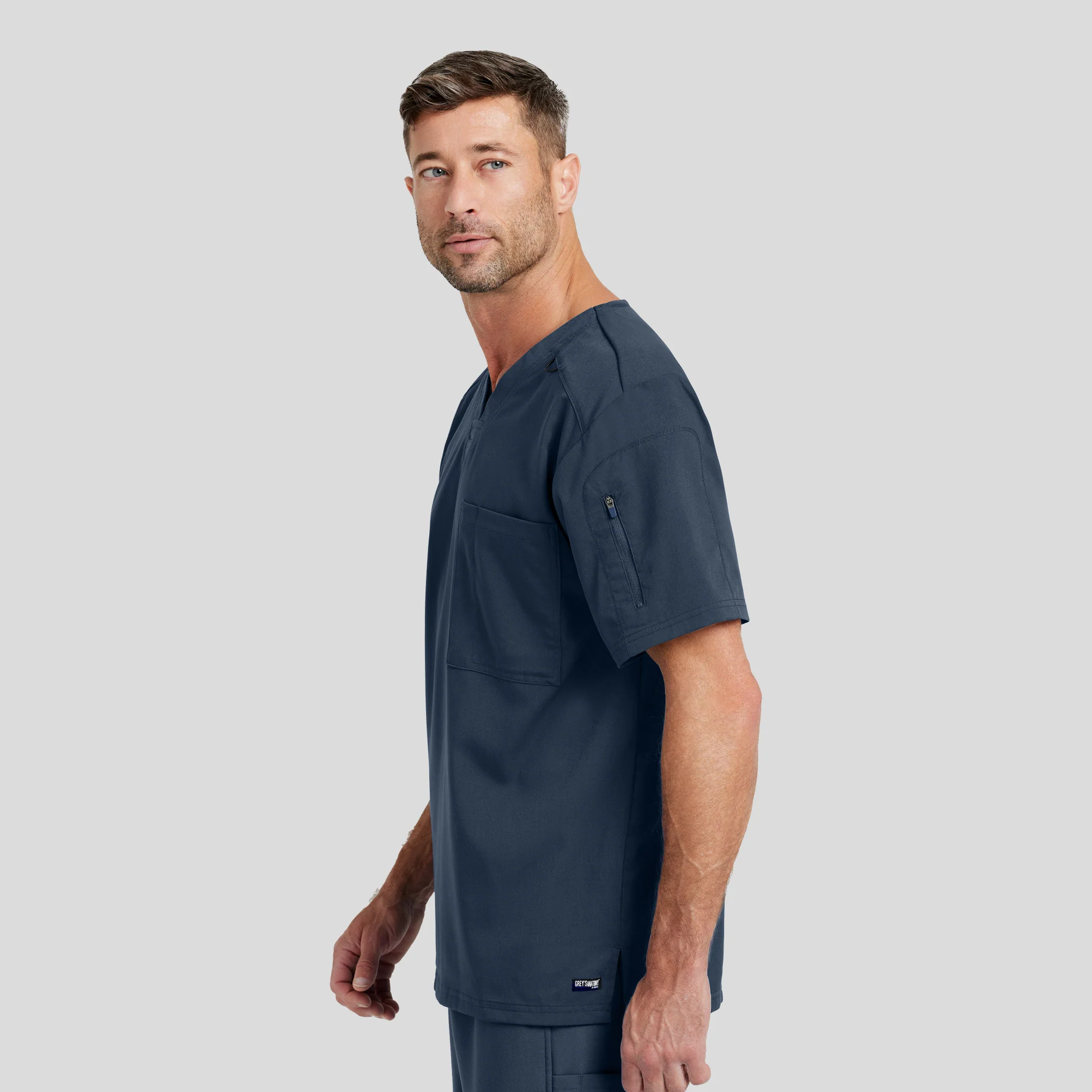 V-Neck Scrub Top Grey's Spandex for Men - Image 23