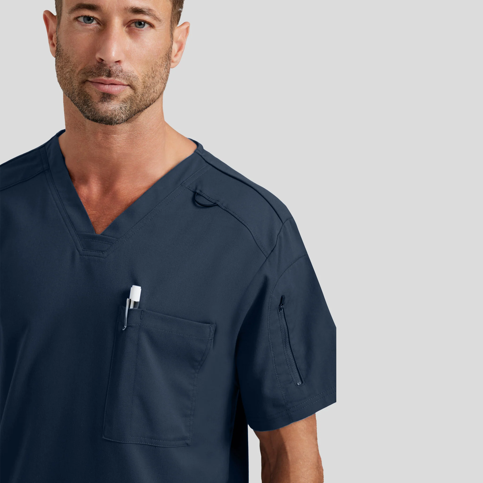 V-Neck Scrub Top Grey's Spandex for Men - Image 24