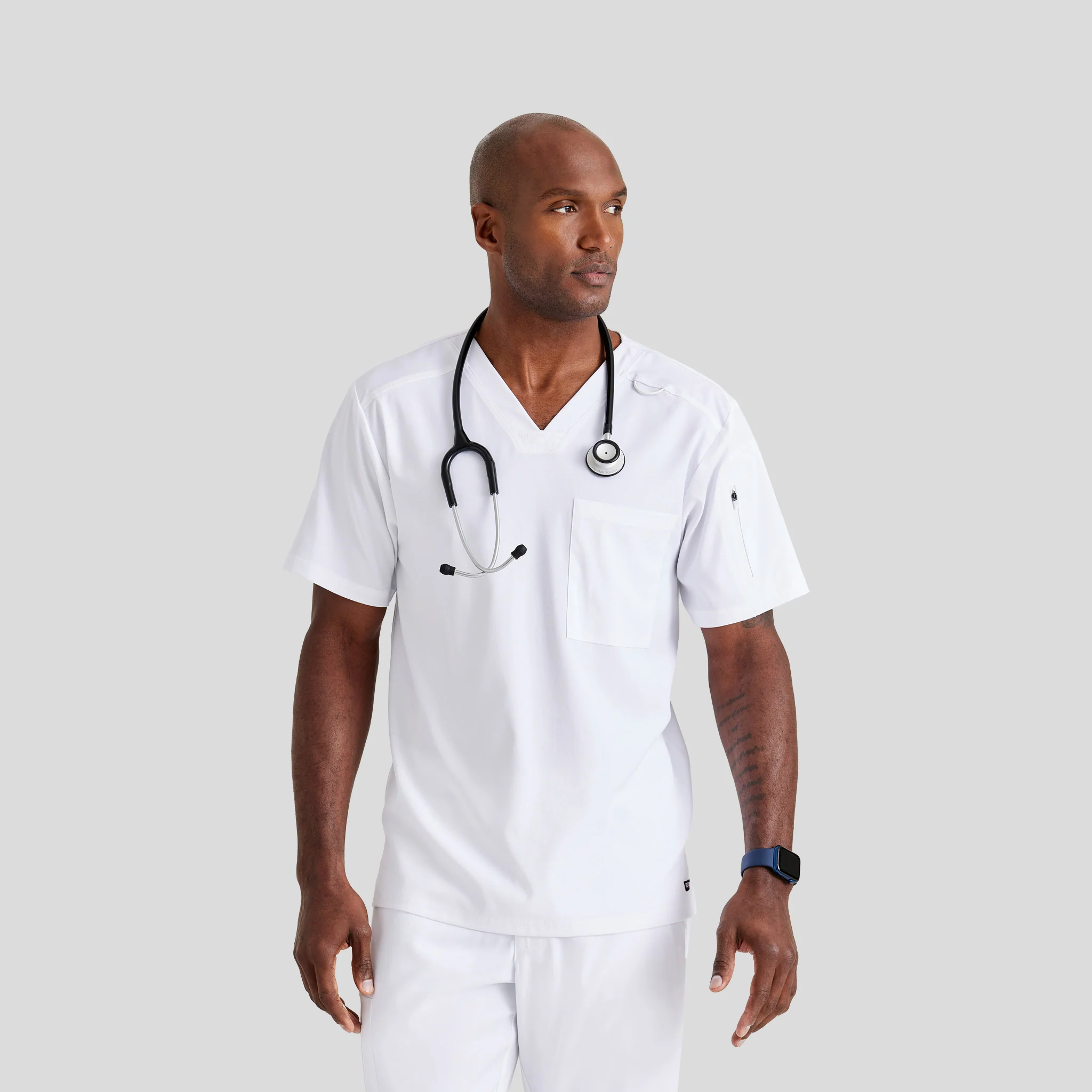V-Neck Scrub Top Grey's Spandex for Men - Image 25