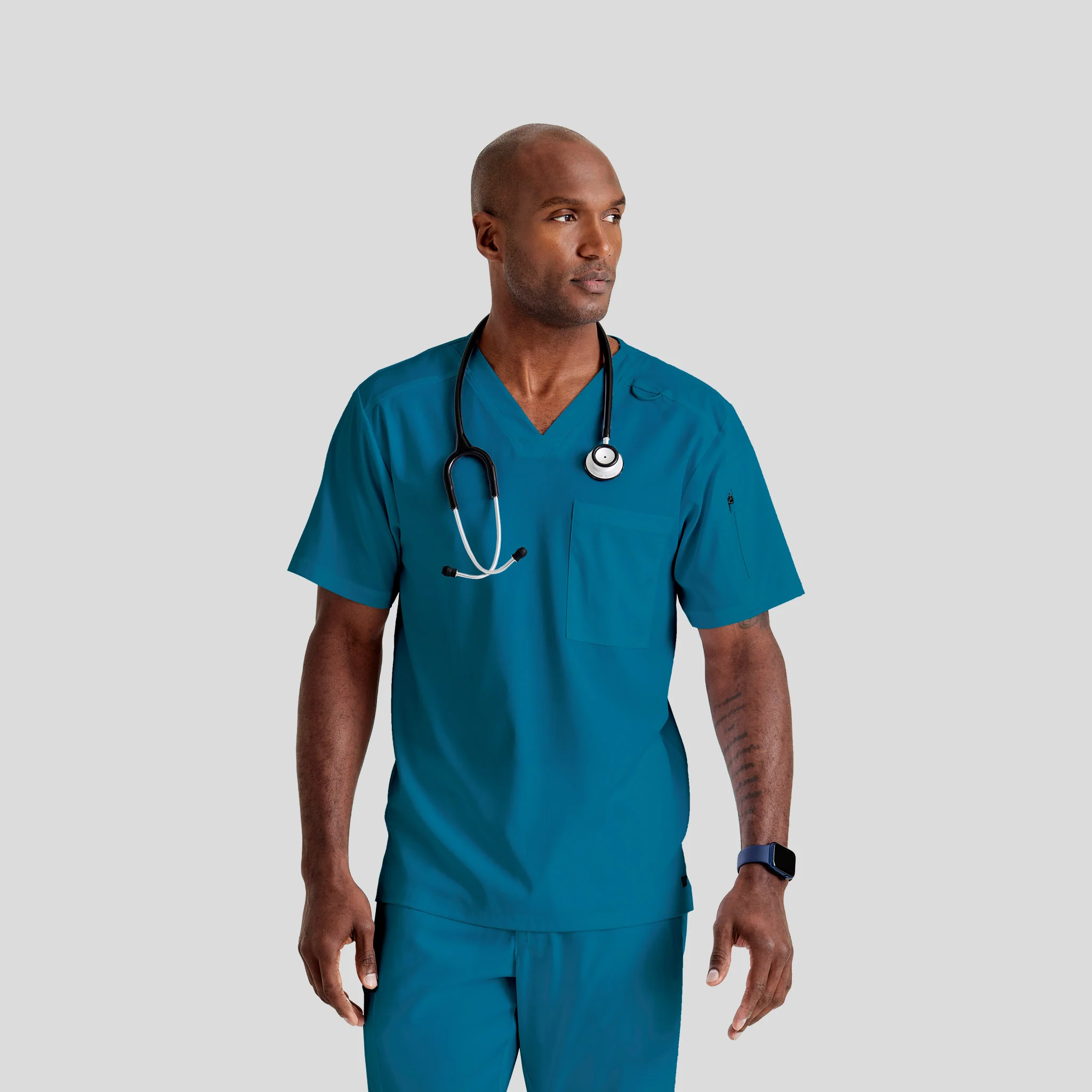 V-Neck Scrub Top Grey's Spandex for Men - Image 29