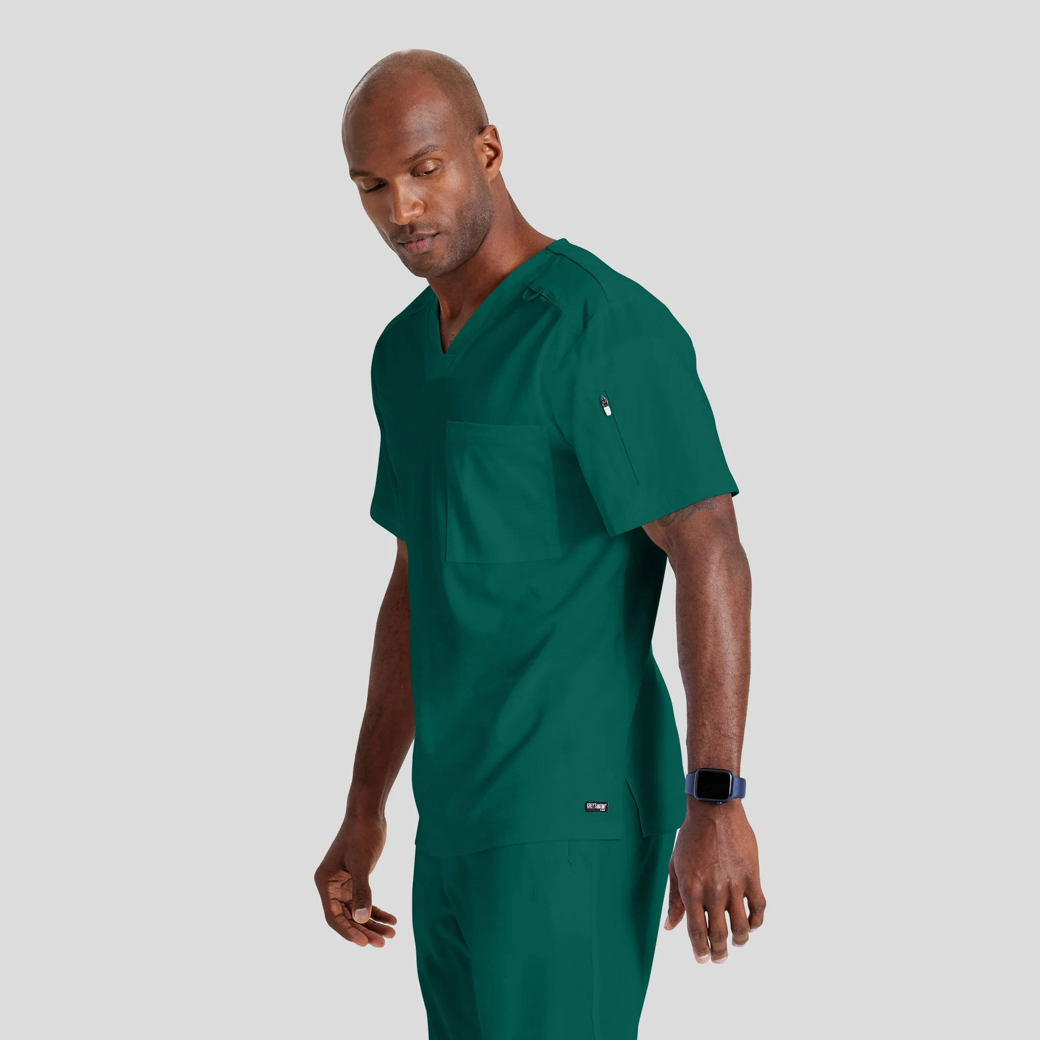 V-Neck Scrub Top Grey's Spandex for Men - Image 3