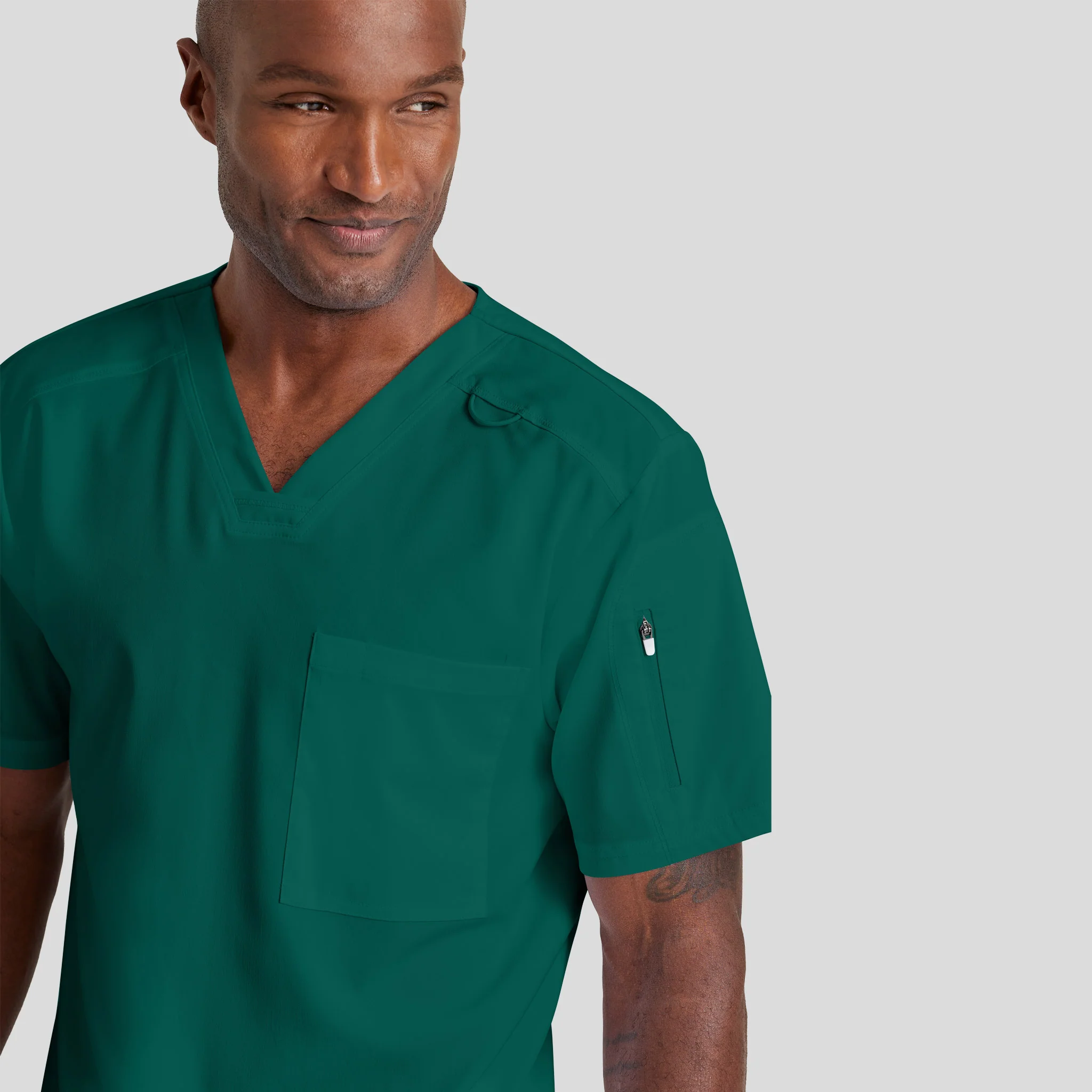 V-Neck Scrub Top Grey's Spandex for Men - Image 4