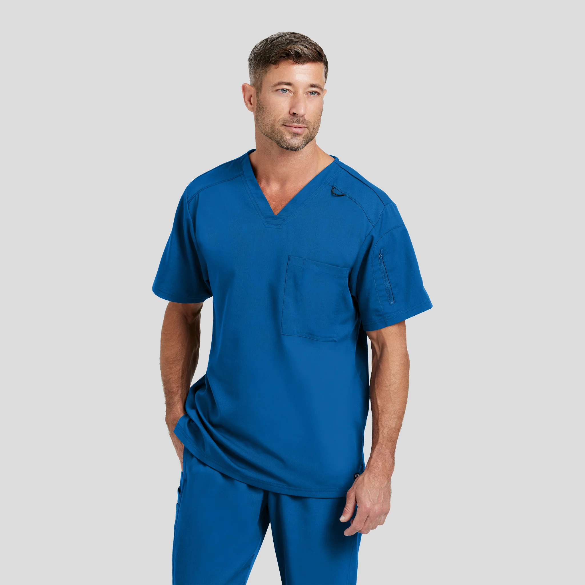 V-Neck Scrub Top Grey's Spandex for Men - Image 5