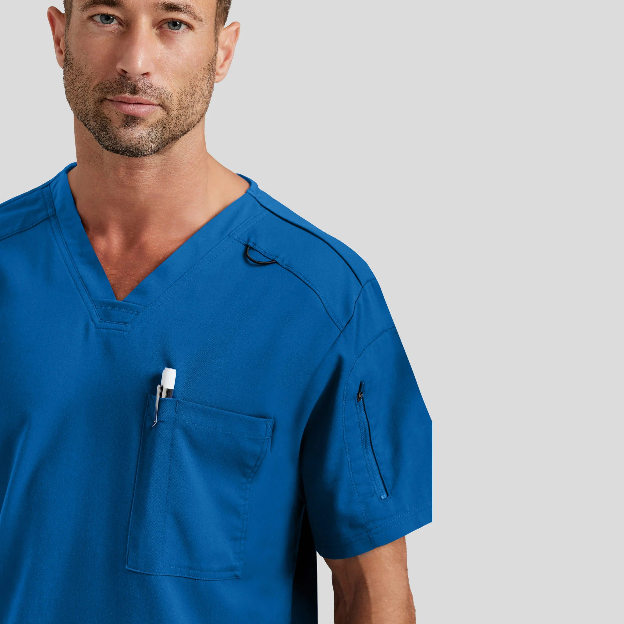 V-Neck Scrub Top Grey's Spandex for Men - Image 8