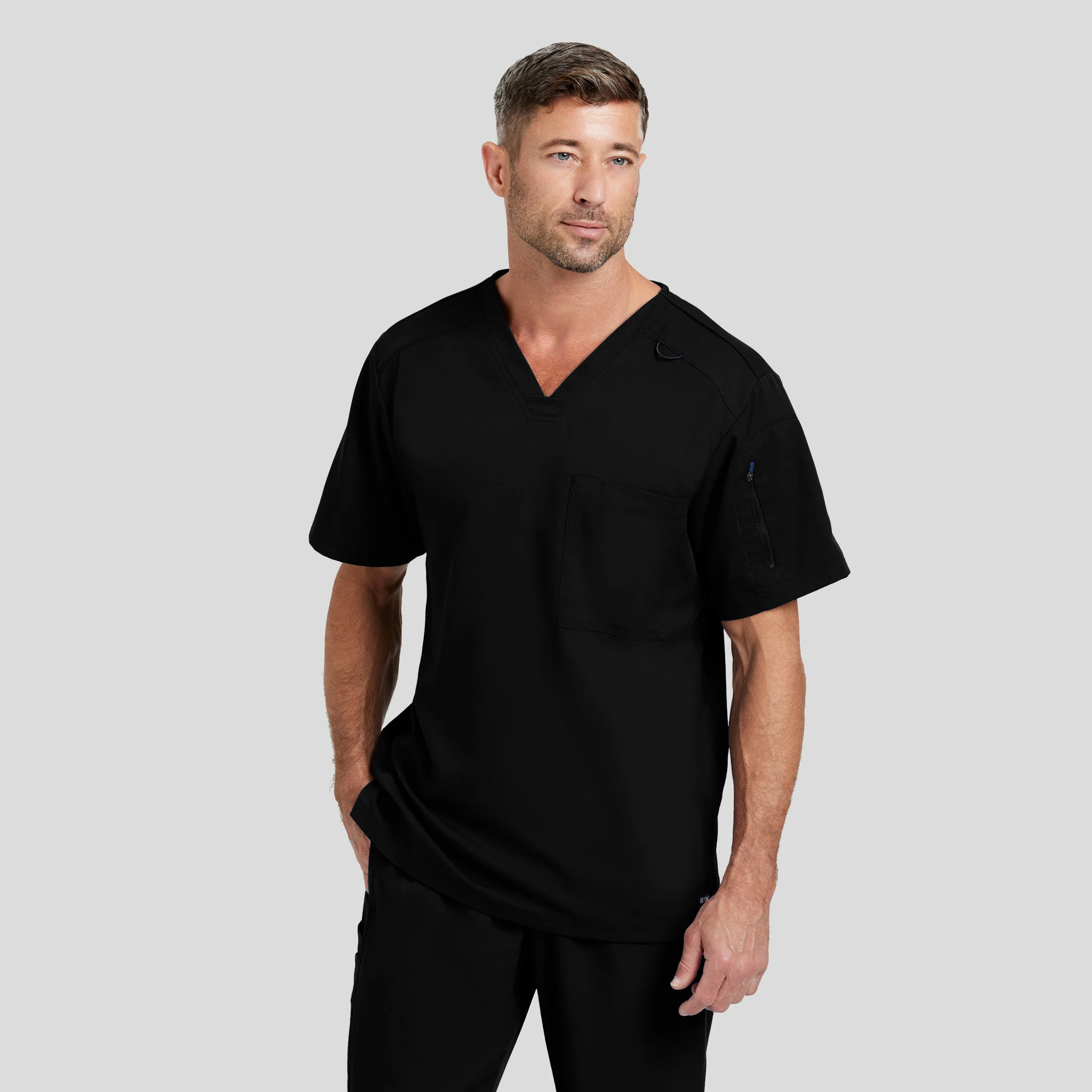 V-Neck Scrub Top Grey's Spandex for Men - Image 9